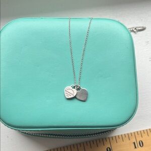 Return to Tiffany Double Heart Tag Pendant in Silver